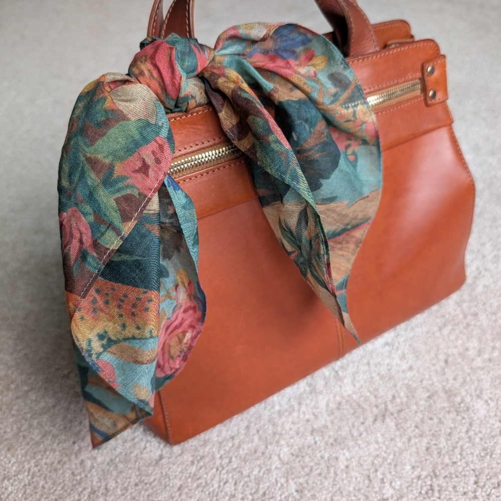 Sezane Green And Blue Square Floral Scarf